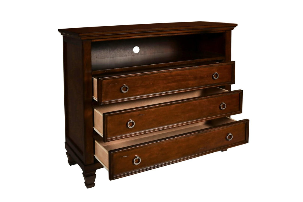 New Classic Furniture Tamarack Media Chest in Brown Cherry