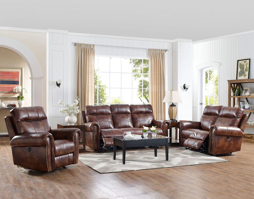 New Classic Roycroft Dual Recliner Loveseat in Pecan